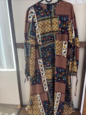 Zara Basic Multi-Pattern Midi Dress